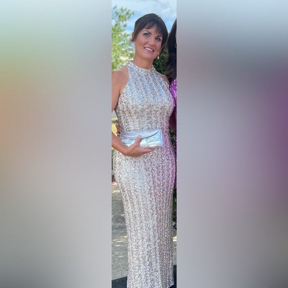 Sequin Mock Neck Gown - Picture 1 of 12